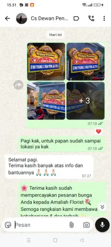 Testimonial Papan Bunga Pernikahan pontianak tenggara